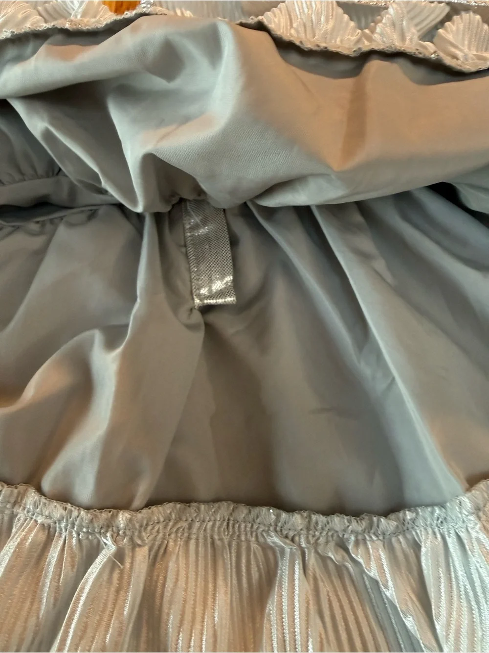 Tahari Silver Metallic Pleated Party Dress